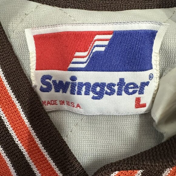 Vintage Swingster Brand NFL Cleveland Browns Satin Snap Jacket - Brown - Size L - Picture 4 of 6